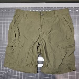 REI Co-Op Nylon Cargo Shorts Mens 34x9 Olive Green Outdoors Camping Hiking Read